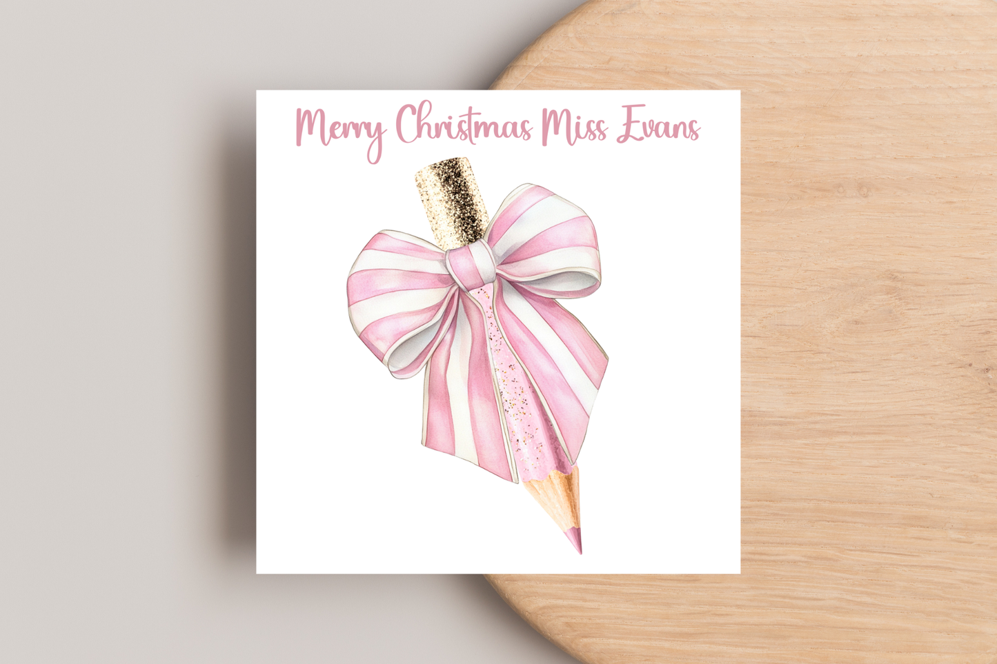 Personalised Bow Pencils Christmas Card for Teachers