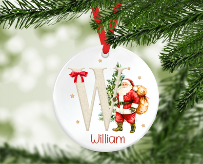 Personalised Initial Santa Christmas Bauble
