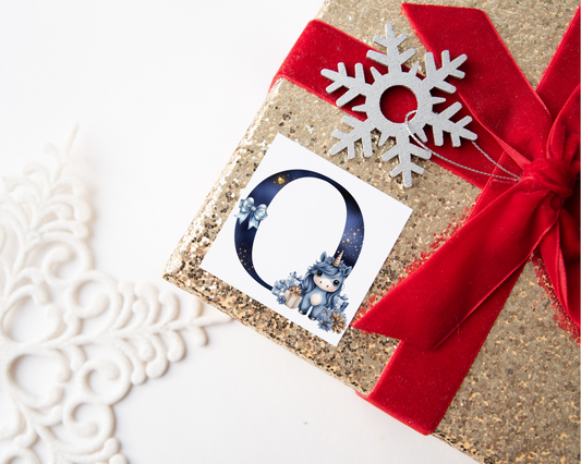 Personalised Unicorn Initial Christmas Present Labels