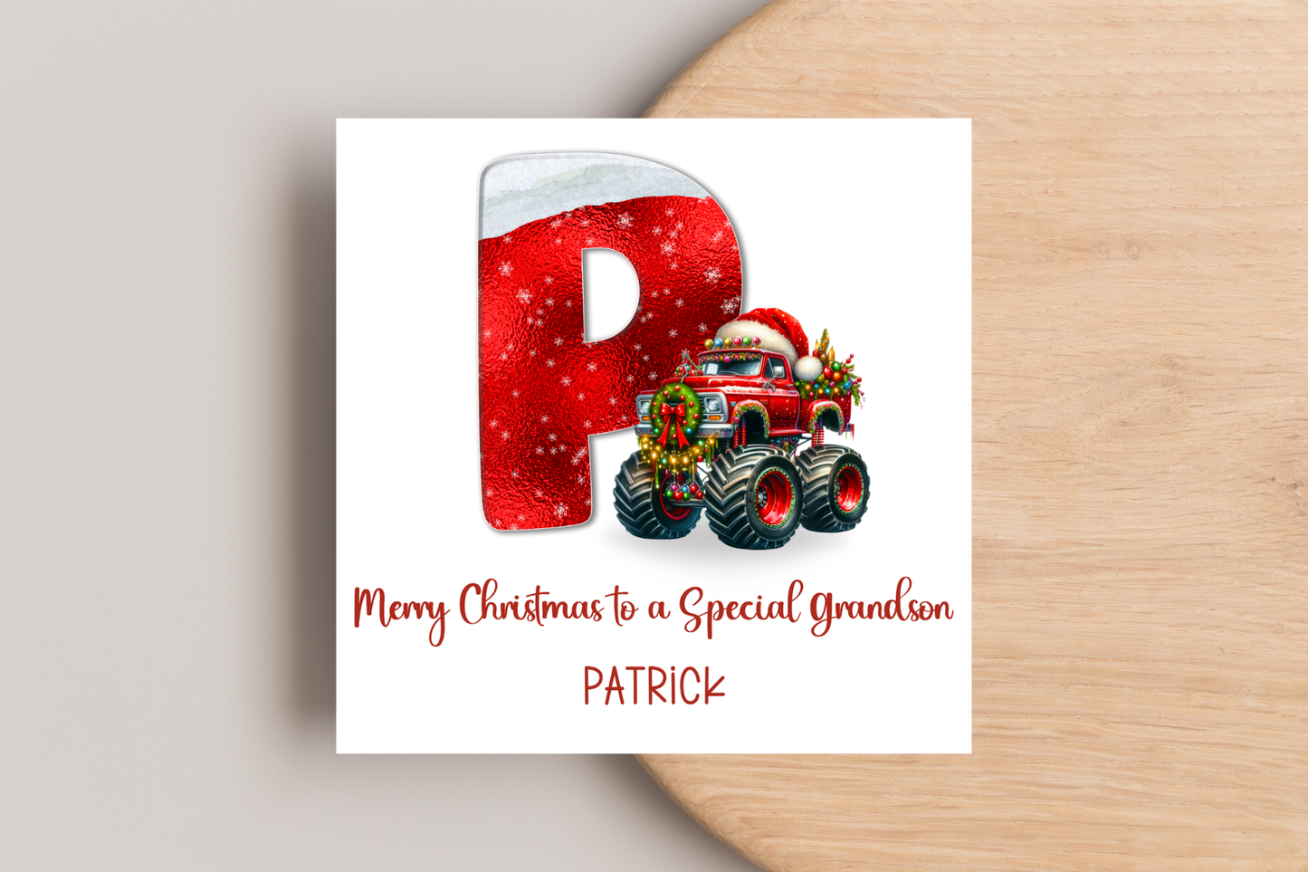 Personalised Monster Truck Christmas Card