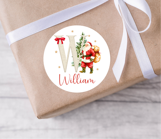 Santa Initial Christmas Present Labels