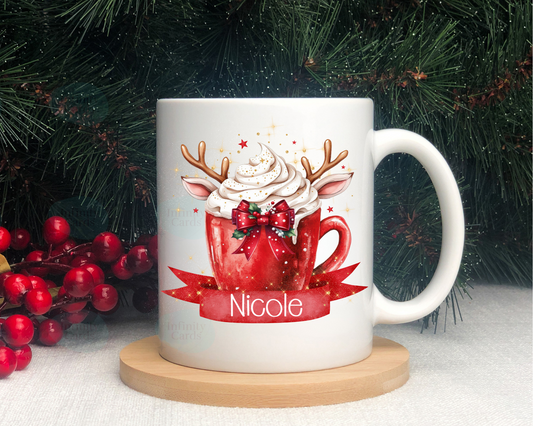 Personalised Hot Chocolate Reindeer Mug