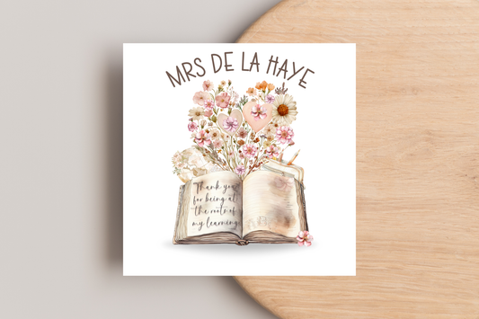 Personalised Thank you for being at the root of my learning Card for teachers