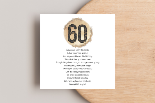 60th Birthday Card for him