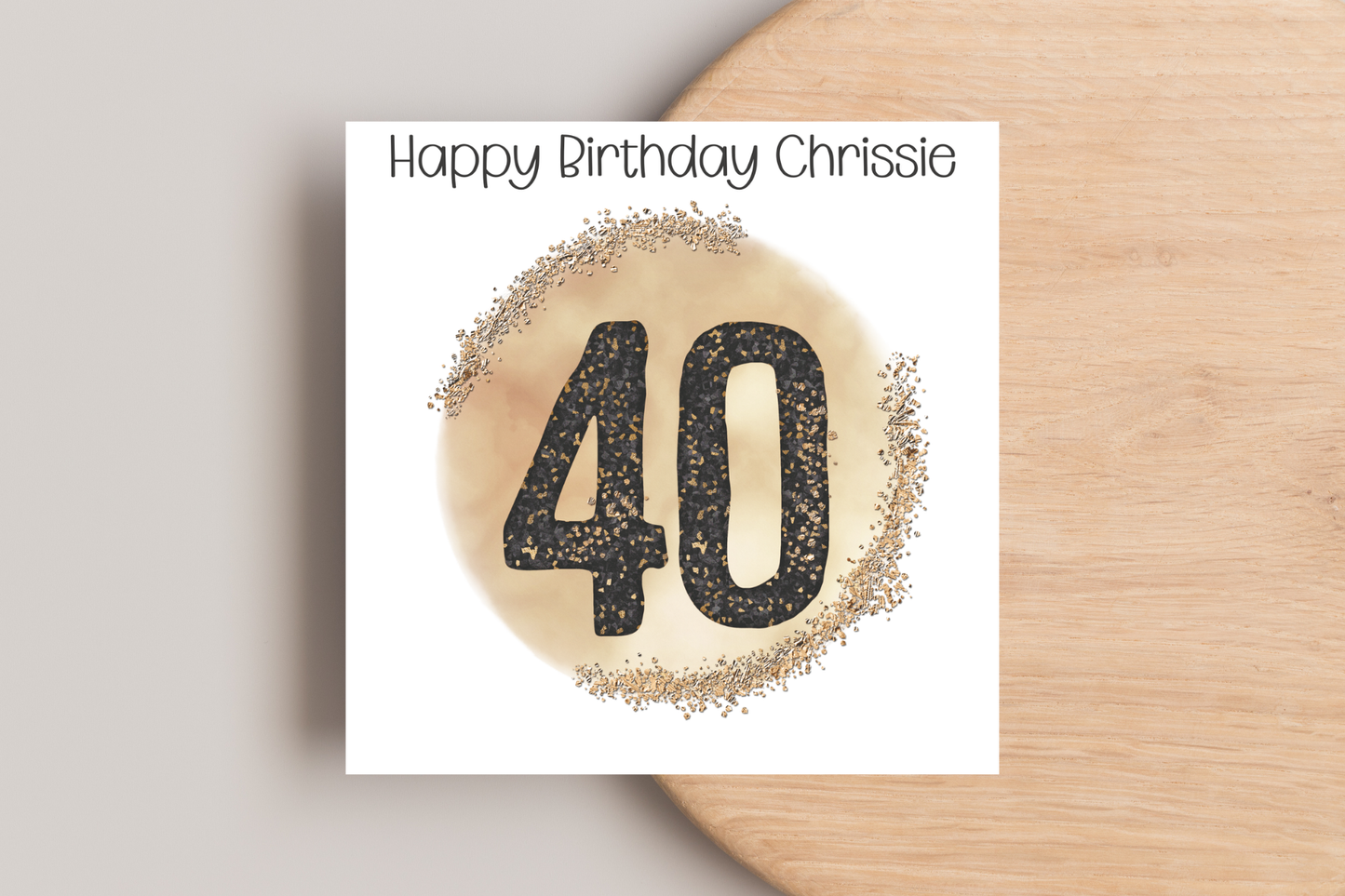 Personalised Black and Gold 40th Birthday Card