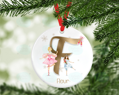 Personalised Ballerina Initial Christmas Bauble