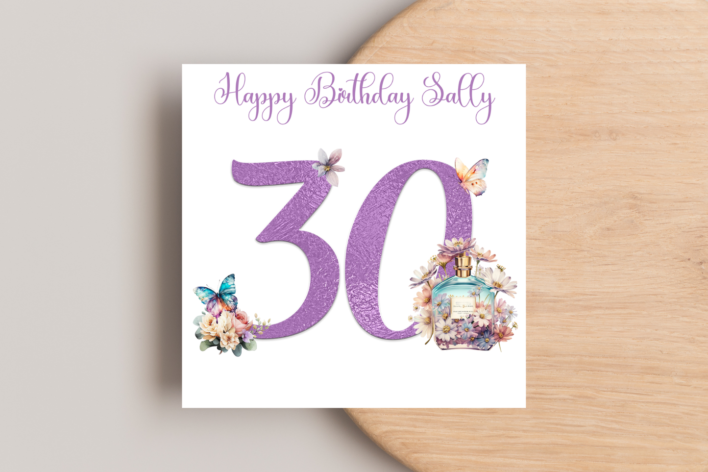 Personalised Purple Perfume Birthday Card