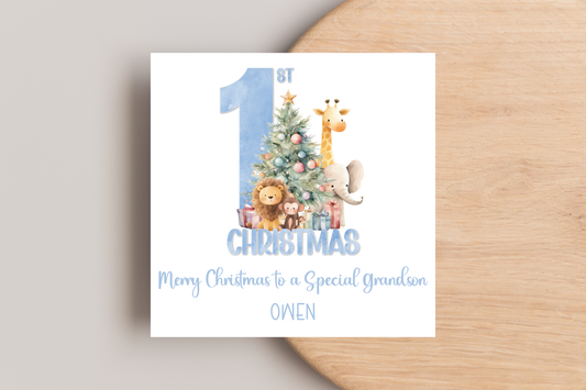 Personalised Animal First Christmas Christmas Card