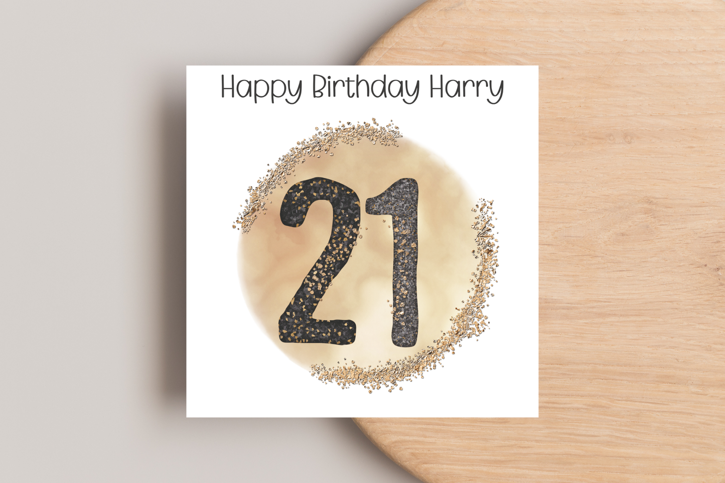 Personalised Black and Gold 21st Birthday Card