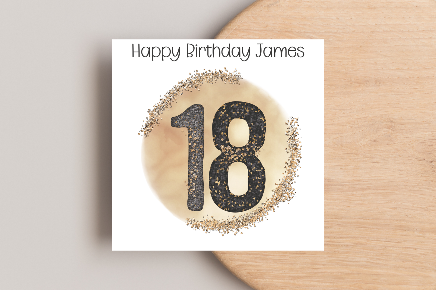 Personalised Black and Gold 18th Birthday Card