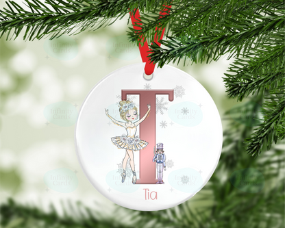 Personalised Ballerina Initial Christmas Bauble