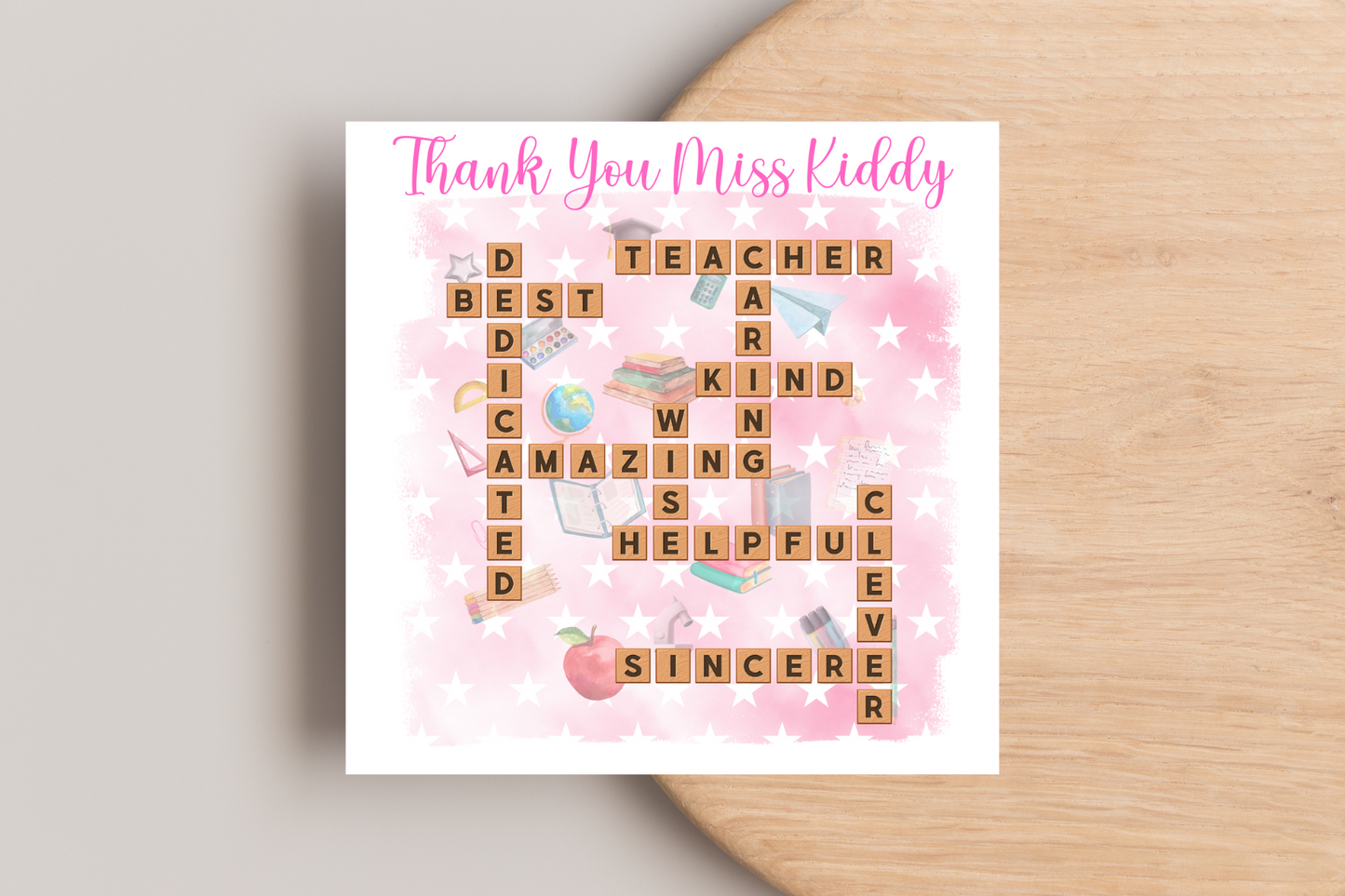 Thank You Teacher End Of Year Personalised Crossword Card