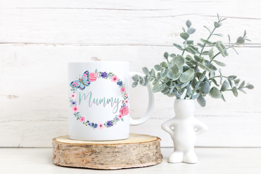 Mum Butterfly Wreath Mug
