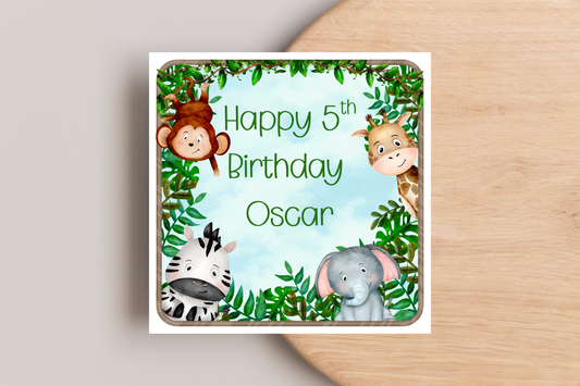 Personalised Jungle Animal Themed Birthday Card