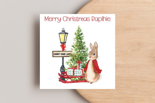 Peter Rabbit Christmas Card- Personalised