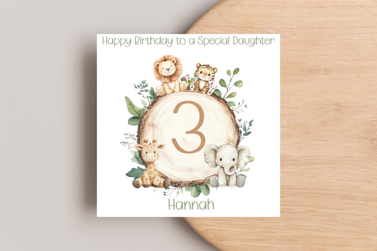 Personalised Jungle Birthday Card