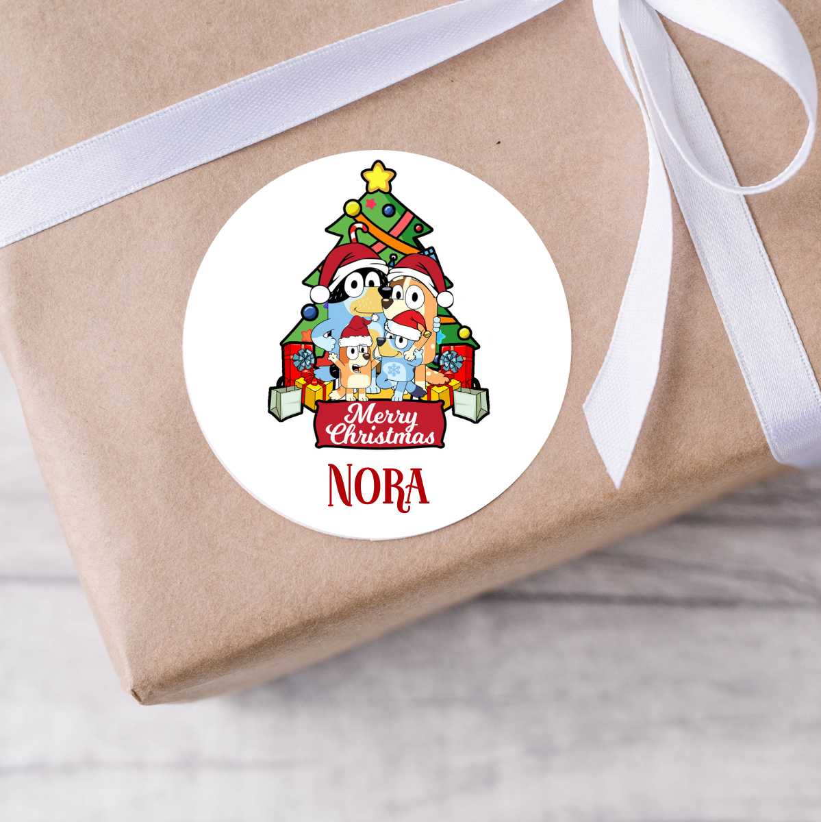 Personalised Bluey Christmas Present Labels