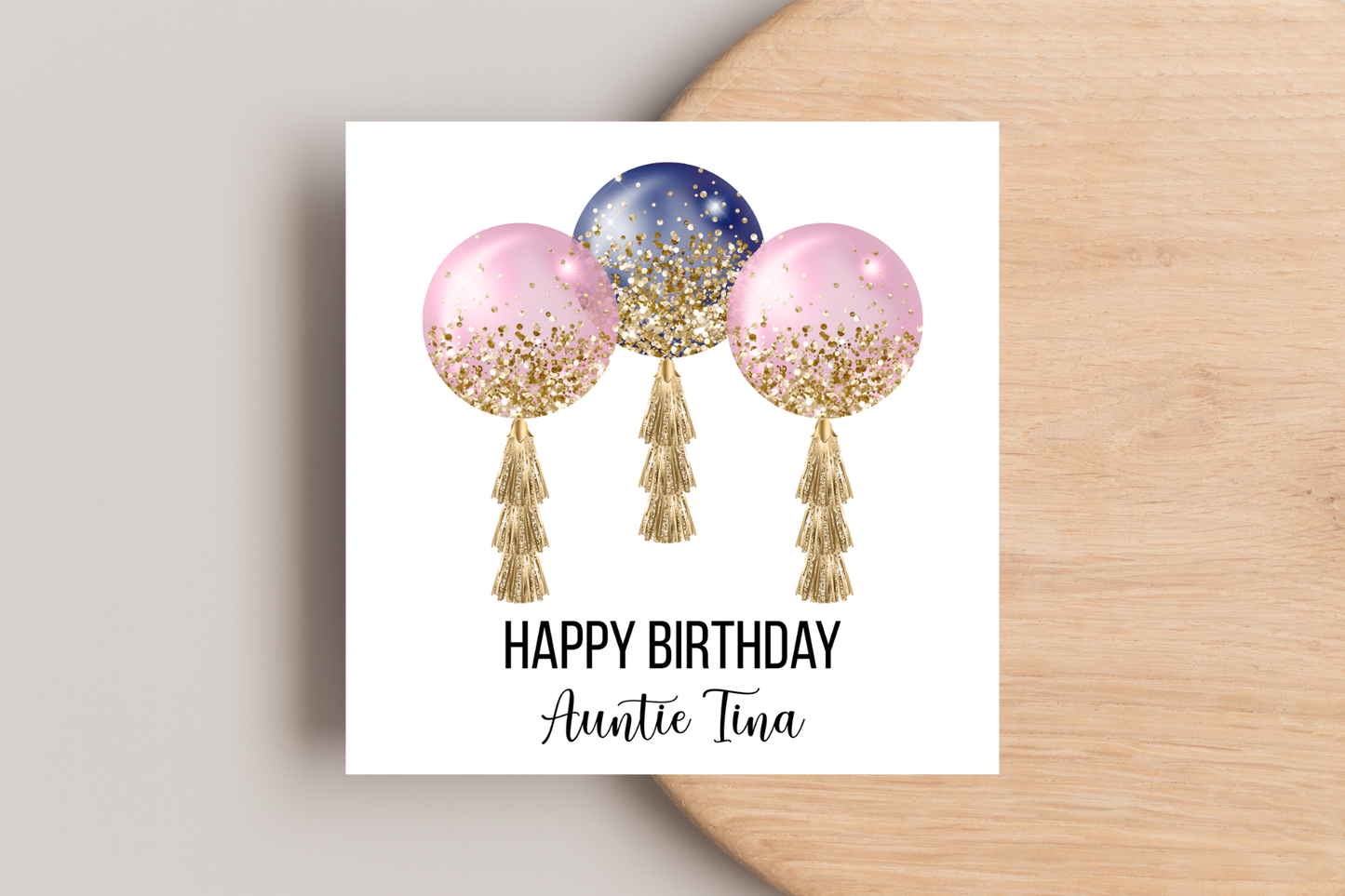 Personalised Pink Balloons Birthday Card For Her