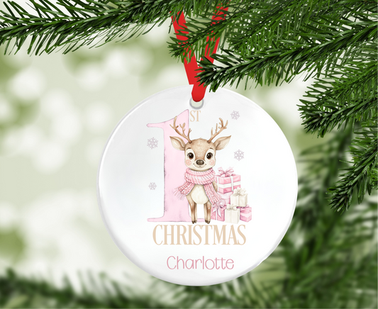 Personalised Reindeer 1st Christmas Tree Decoration