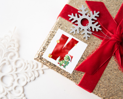 Personalised Initial Dinosaur Christmas Present Labels