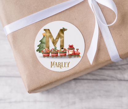 Personalised Initial Christmas Train Christmas Present Labels