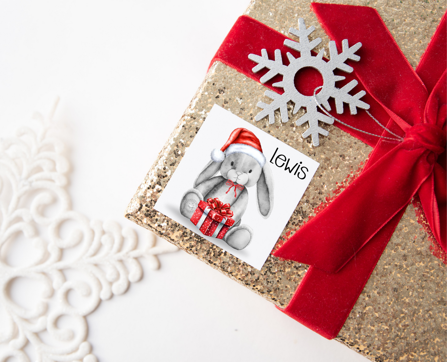 Personalised Christmas Bunny Christmas Present Labels
