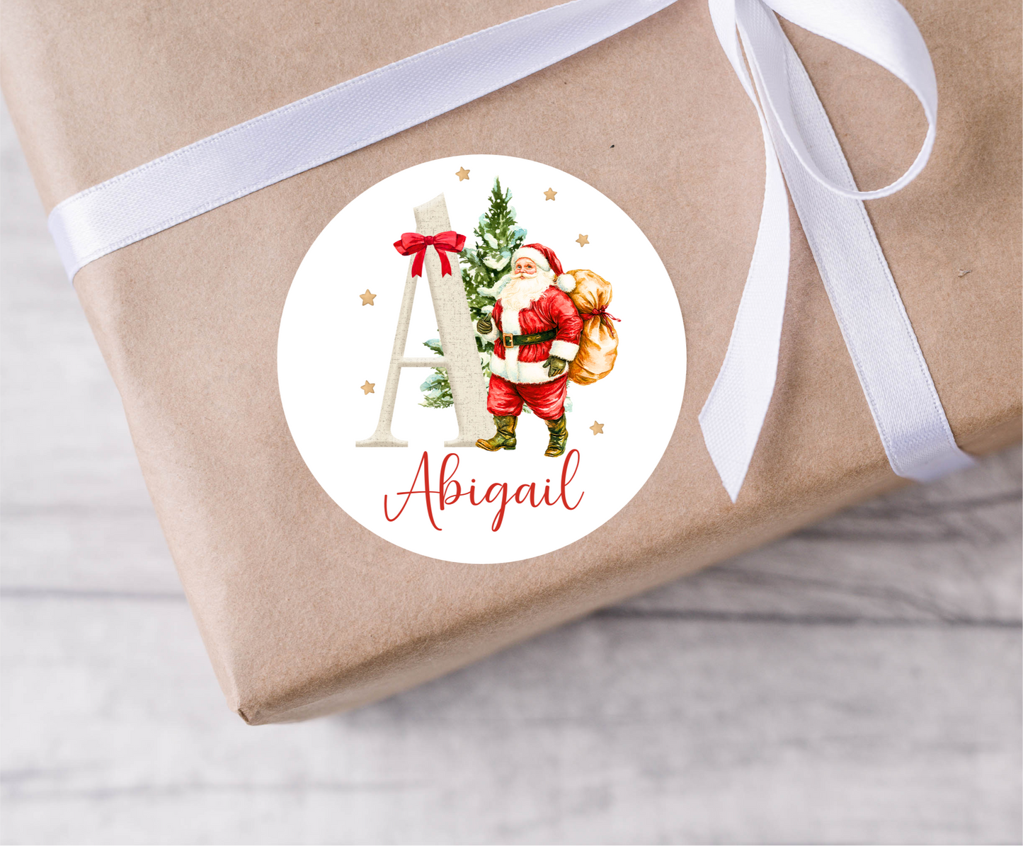 Santa Initial Christmas Present Labels
