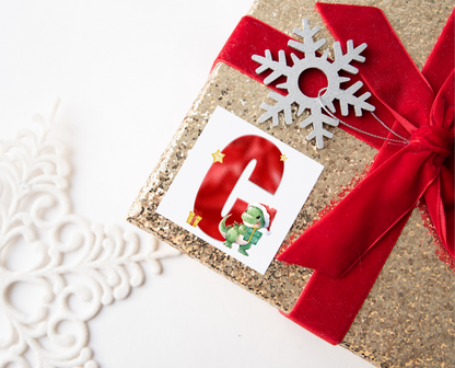 Personalised Initial Dinosaur Christmas Present Labels