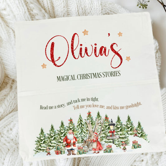 Personalised Magical Christmas Stories Book Cushion Cover