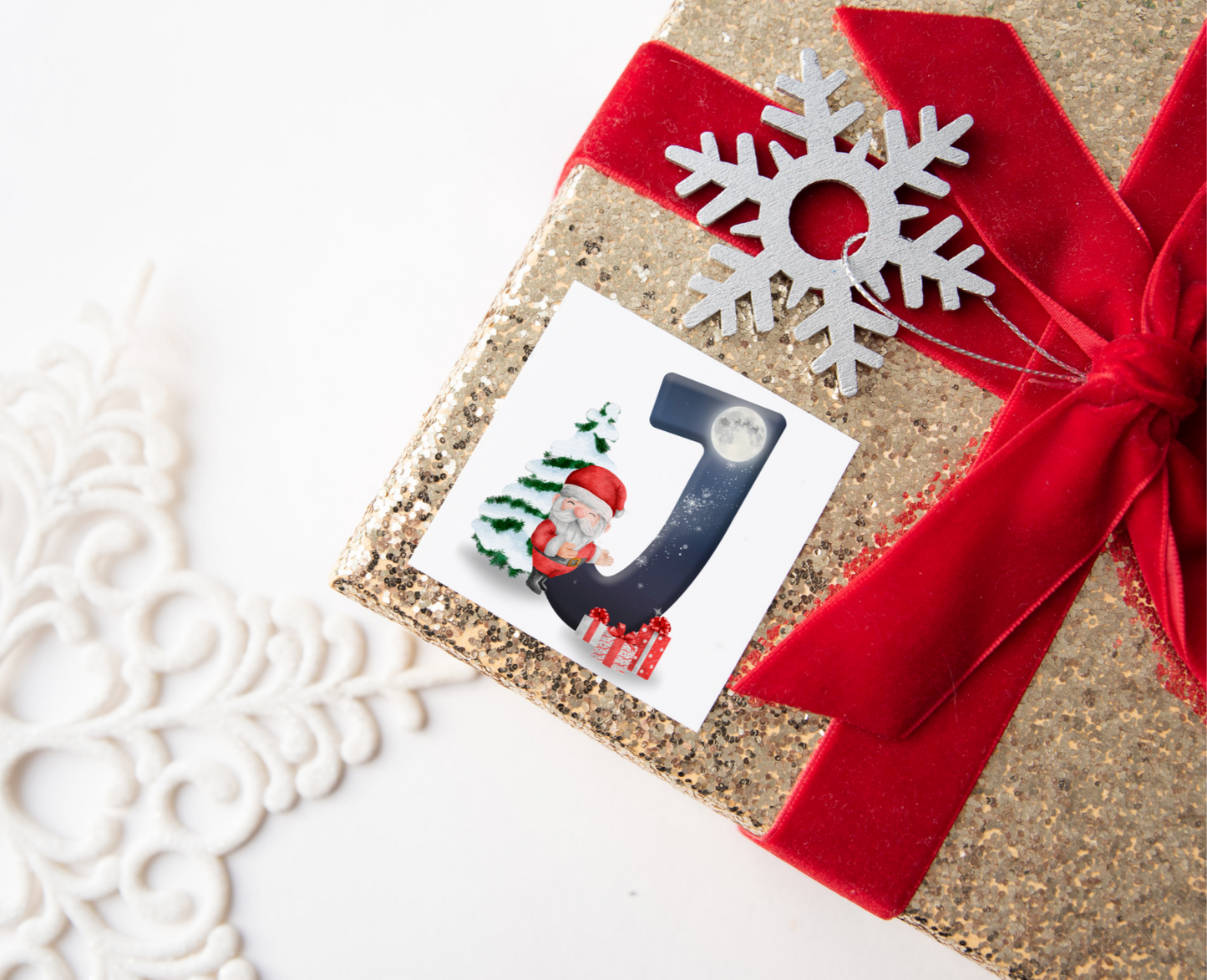 Initial Santa Christmas Present Labels