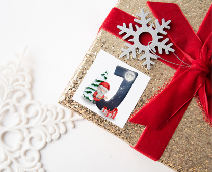 Initial Santa Christmas Present Labels