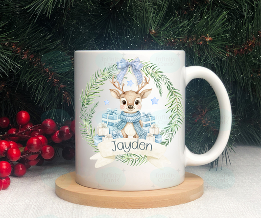 Personalised Reindeer Wreath Mug