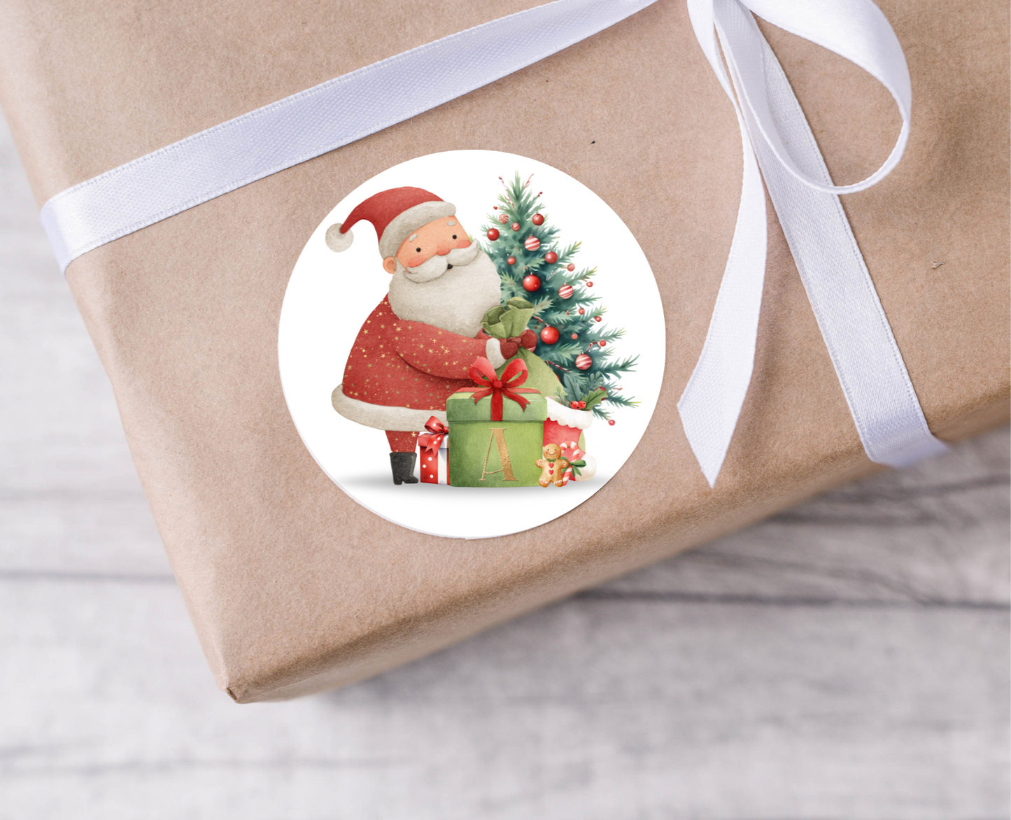 Initial Santa Christmas Present Labels