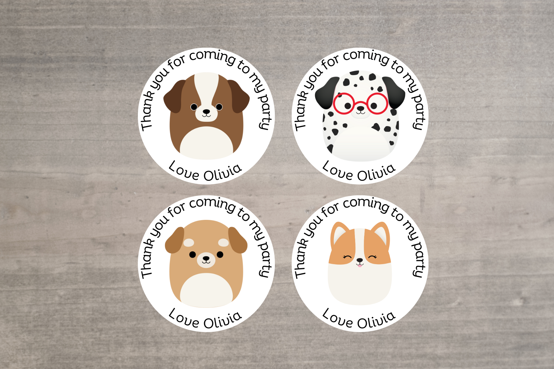 24 X Squishmallow Dog Mix Thank You For Coming To My Party Stickers