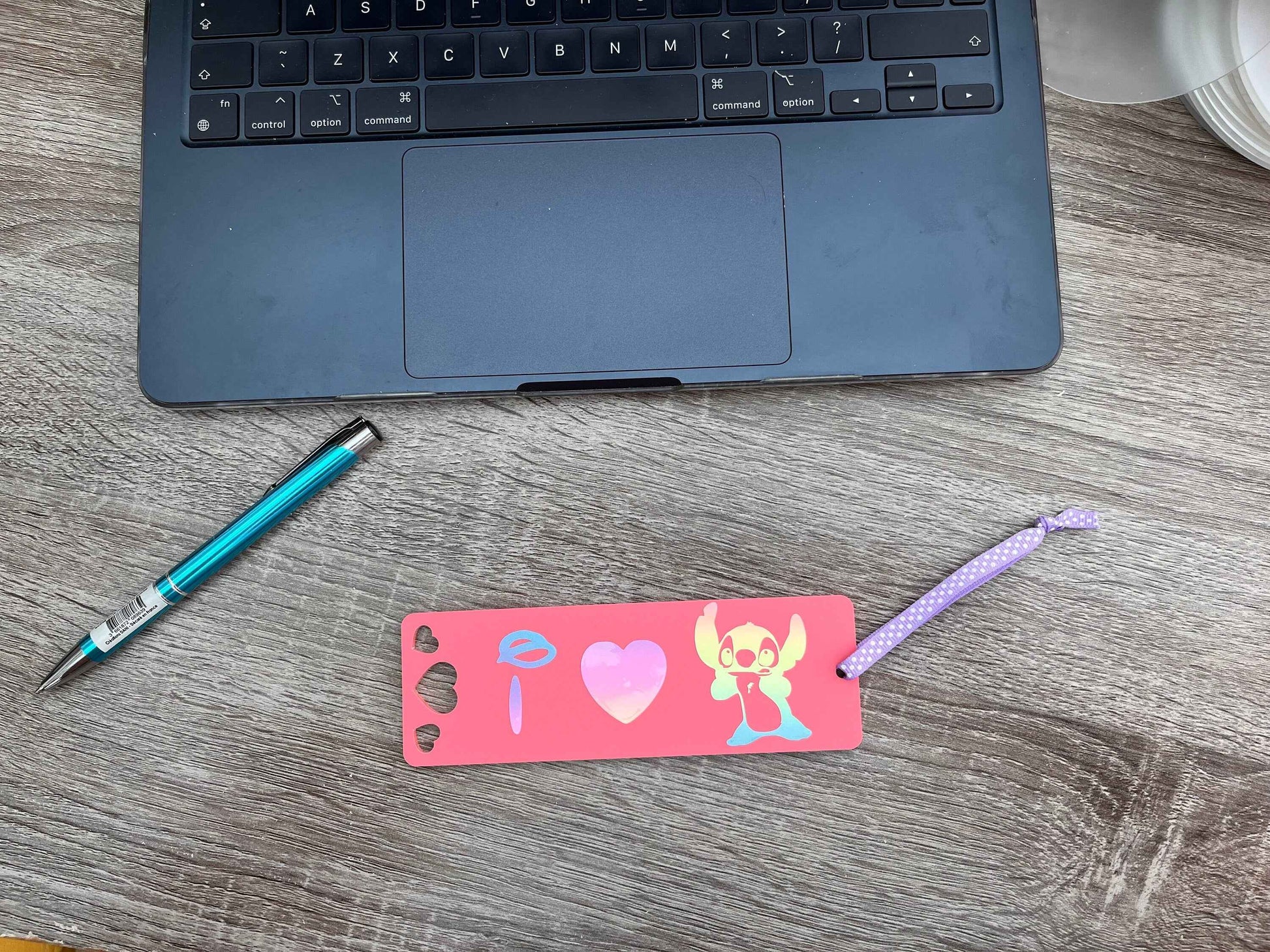 Personalised Stitch Bookmark I Love Stitch Acrylic Bookmark. Raspberry Colour