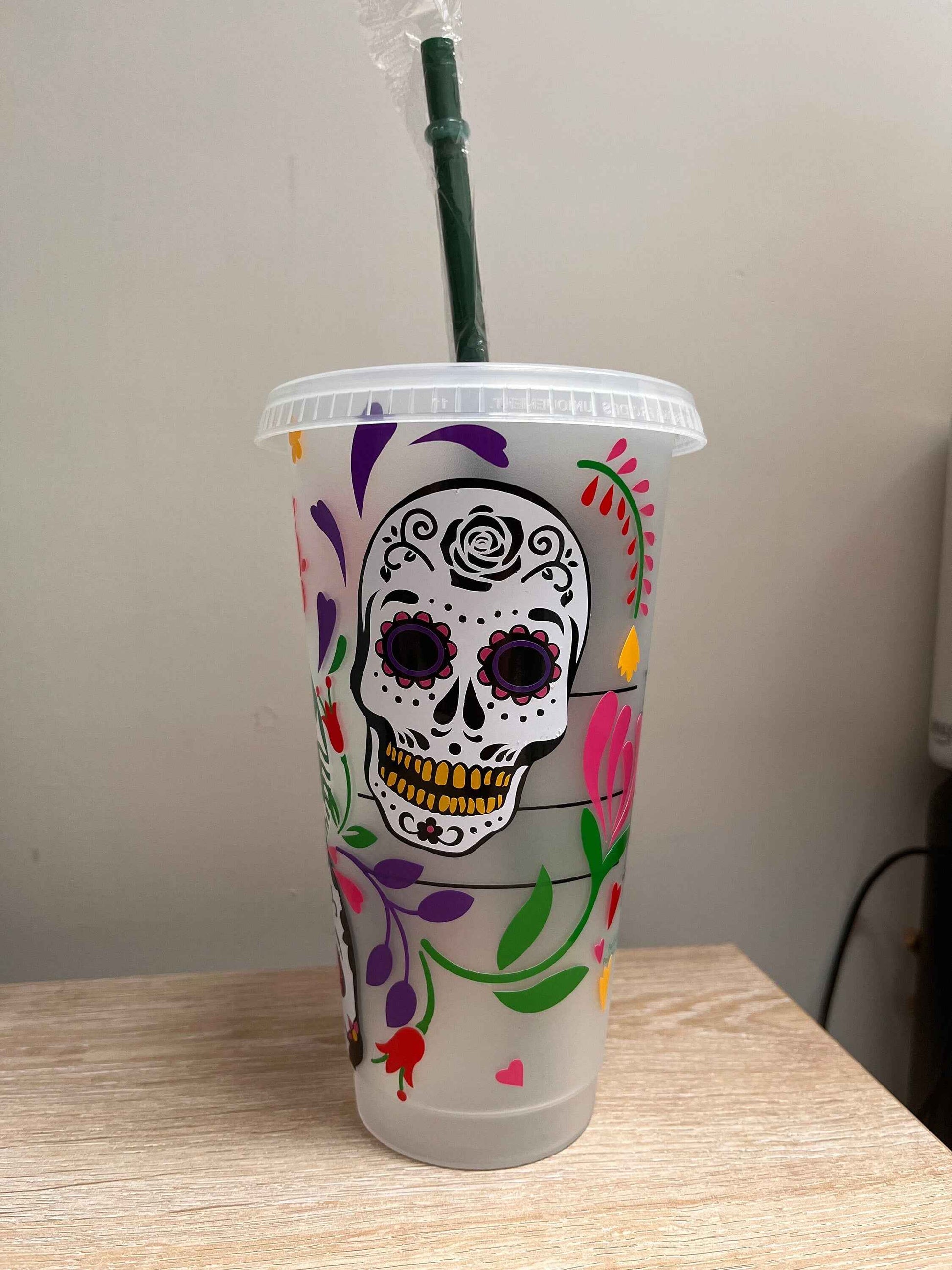Sugar Skull Reusable Cold Cup - Day of the Dead, Skulls, Halloween