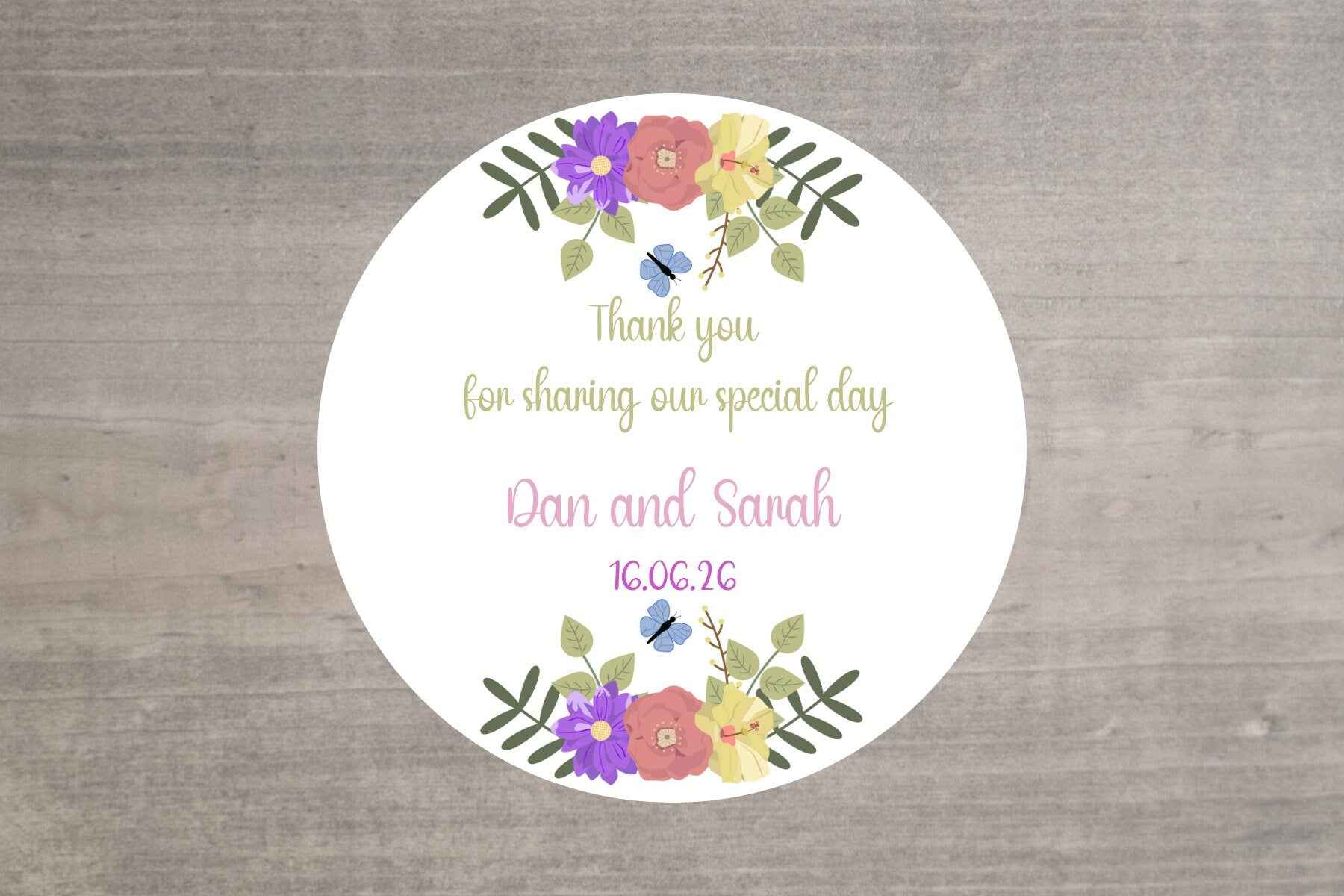24 X Thank You for coming Personalised Wedding Day Favour Stickers