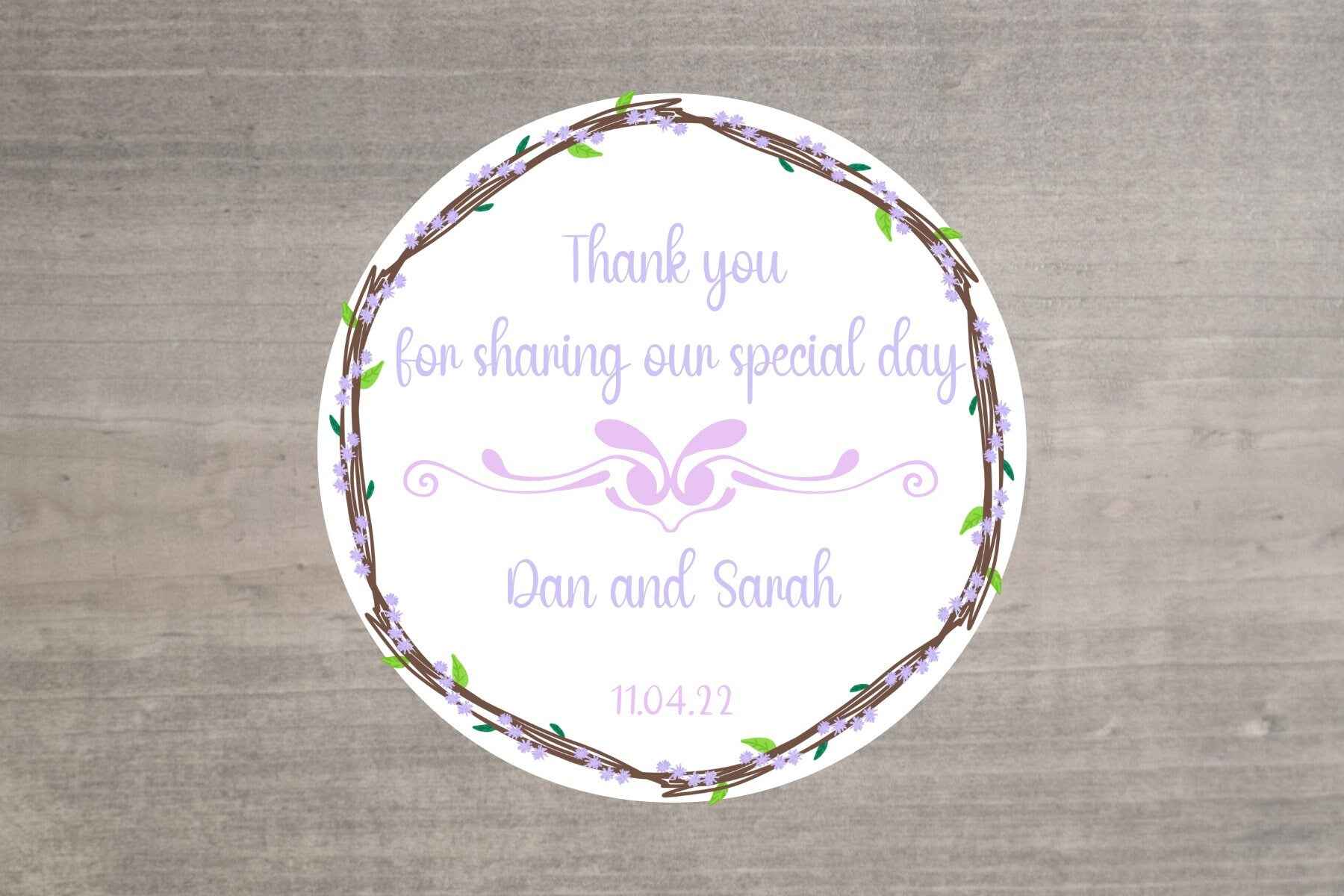 24 X Thank You for coming Personalised Wedding Day Favor Stickers