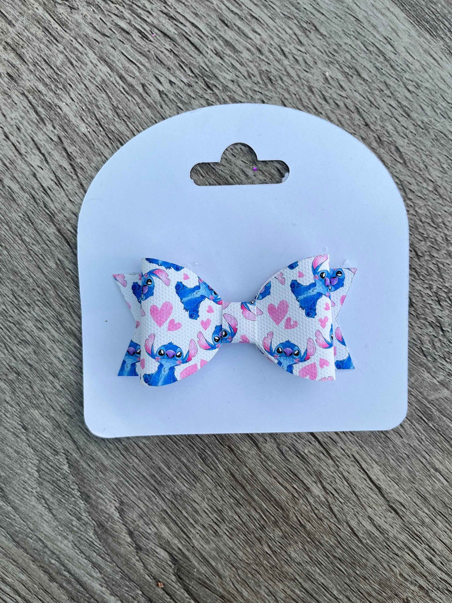 Stitch White, pink and blue Girls Hair Bow