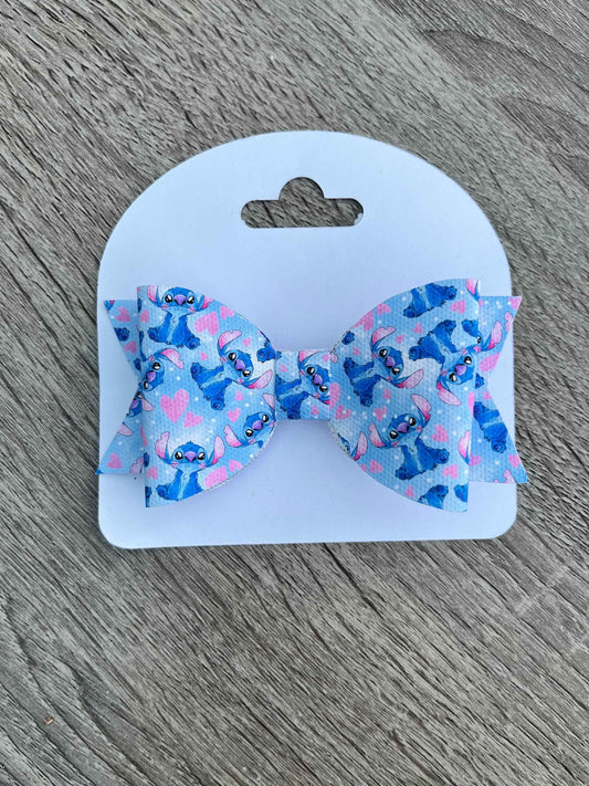 Stitch pink and blue Girls Hair Bow