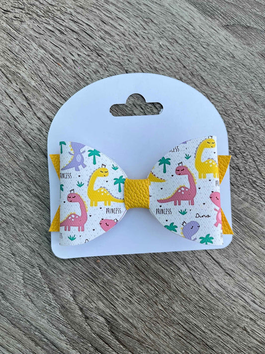 Dinosaur Princess Girls Hair Bow
