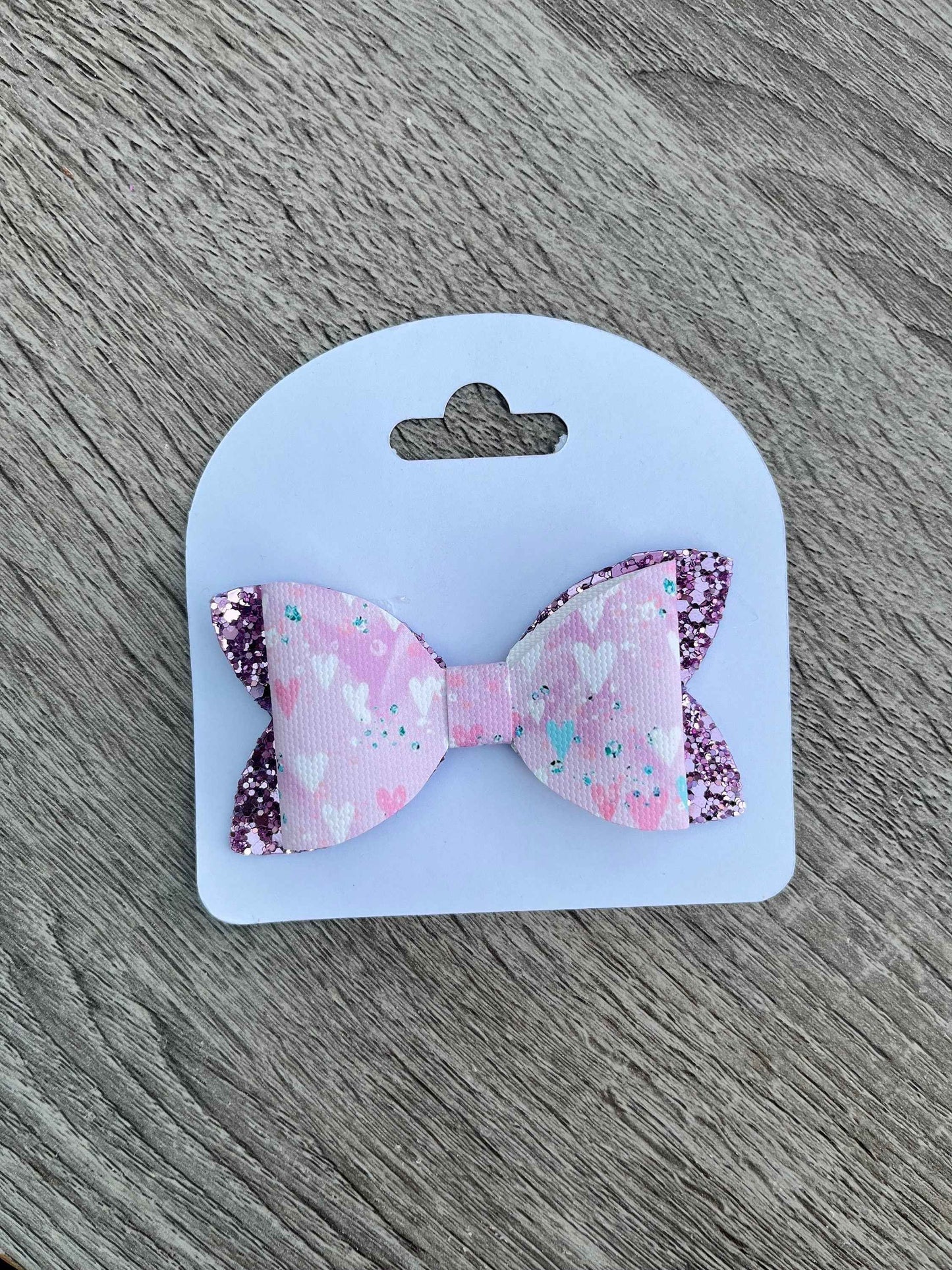 Glittery Valentines Day Bow Girls Hair Bow