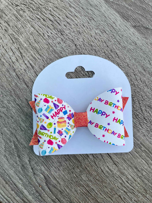 Happy Birthday Girls Hair Bow