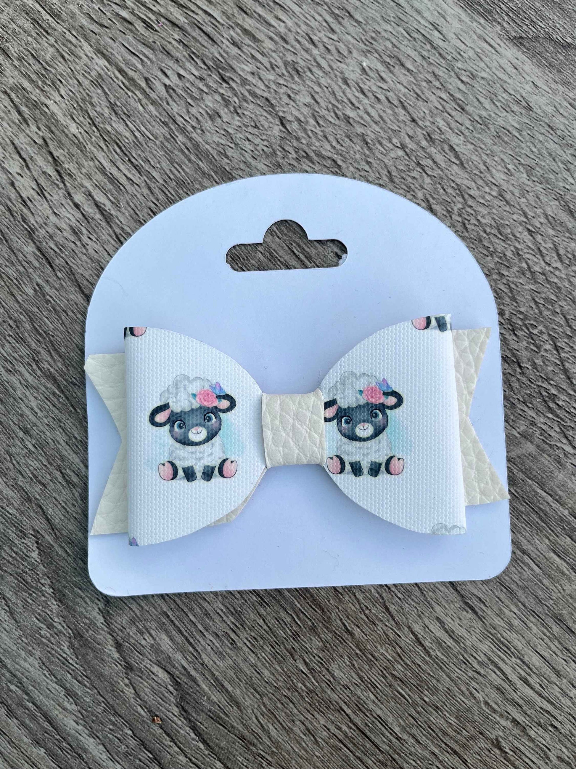 Lamb Easter Theme Girls Hair Bow