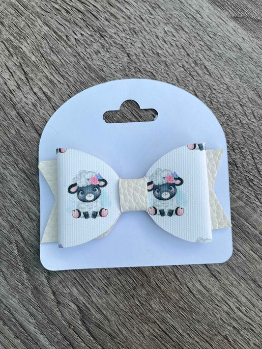 Lamb Easter Theme Girls Hair Bow